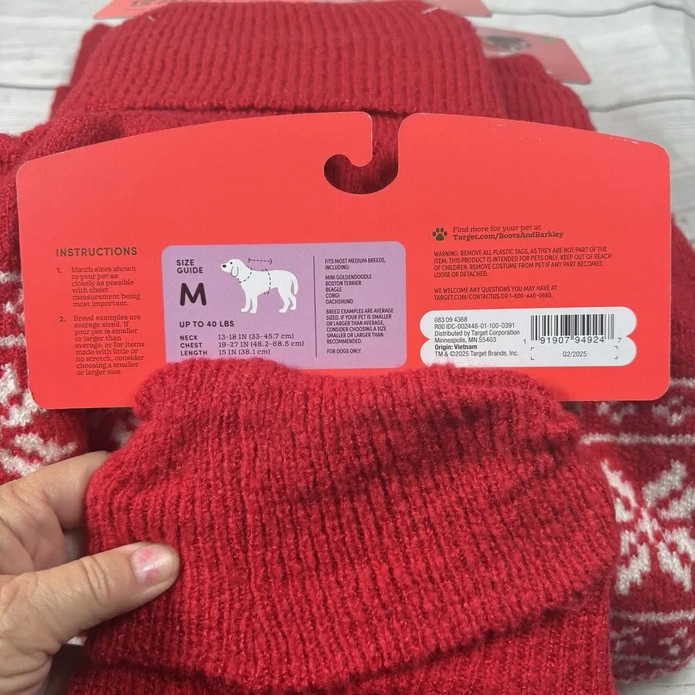 Boots & Barkley Red White Argyle Knit Pet Sweater M Up To 40 Lbs Christmas NEW